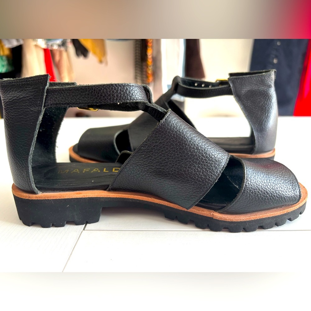 Mafalda Black Leather Sandle With Buckle Detail Size 36/5 - Picture 3 of 9